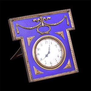 Russian guilloche enamel desk clock, K.Faberge — image 1