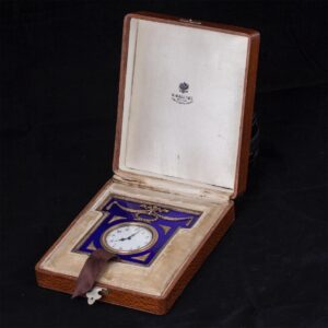 Russian guilloche enamel desk clock, K.Faberge — image 2