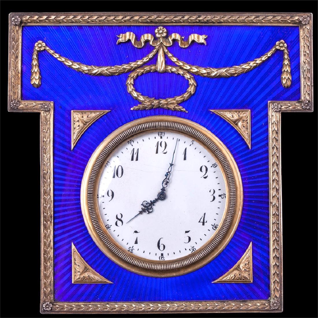 Russian guilloche enamel desk clock, K.Faberge — image 3