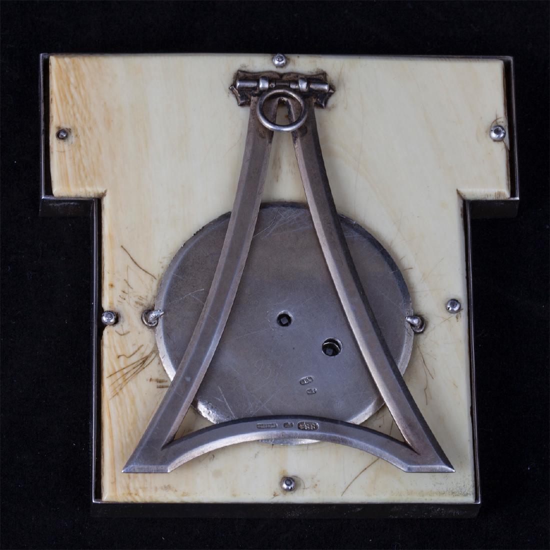 Russian guilloche enamel desk clock, K.Faberge — image 5