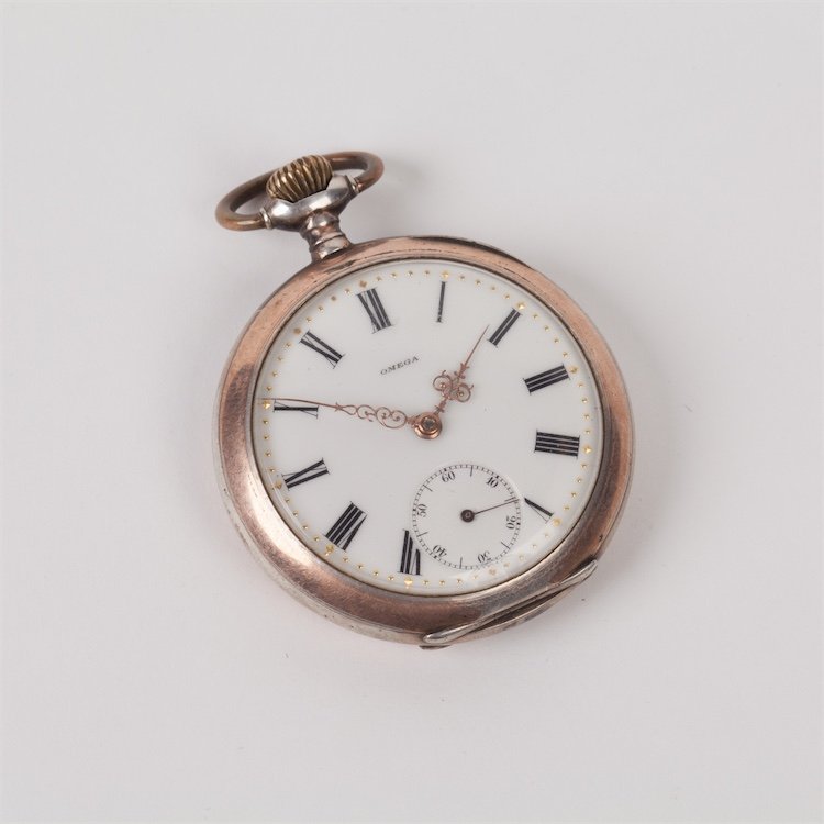 Silver pocket watch "Omega". — image 1