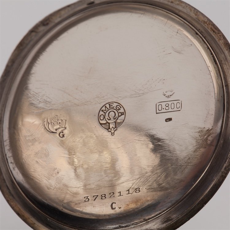 Silver pocket watch "Omega". — image 4