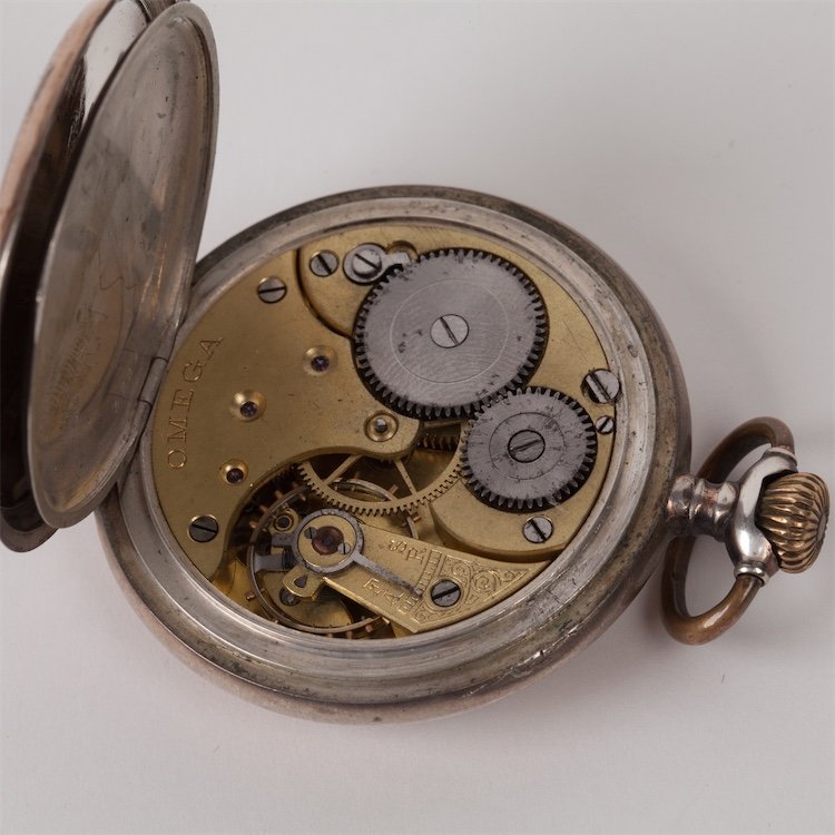 Silver pocket watch "Omega". — image 5