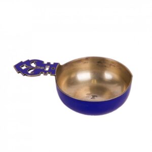 Small silver-gilt dark blue enamel kovsh — image 2