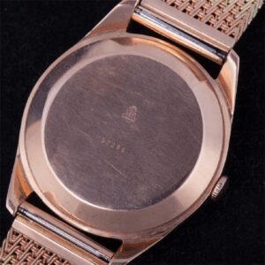 "Poljot" gold, 583 mens wristwatch with calendar — image 4