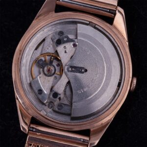 "Poljot" gold, 583 mens wristwatch with calendar — image 5