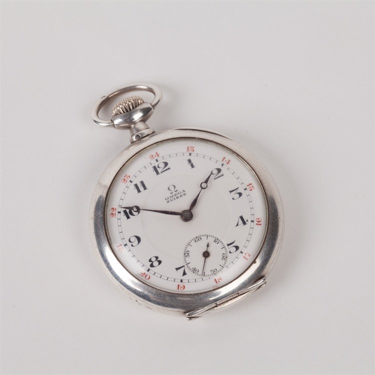Silver pocket watch "Omega". — image 1
