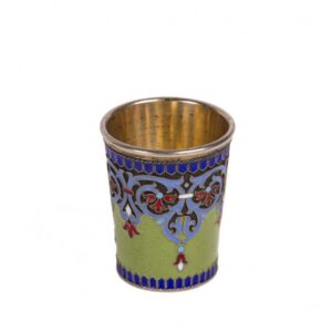 Unusual Russian silver-gilt and guilloche enamel beaker — image 1
