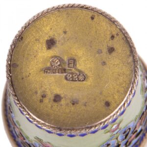 Unusual Russian silver-gilt and guilloche enamel beaker — image 5