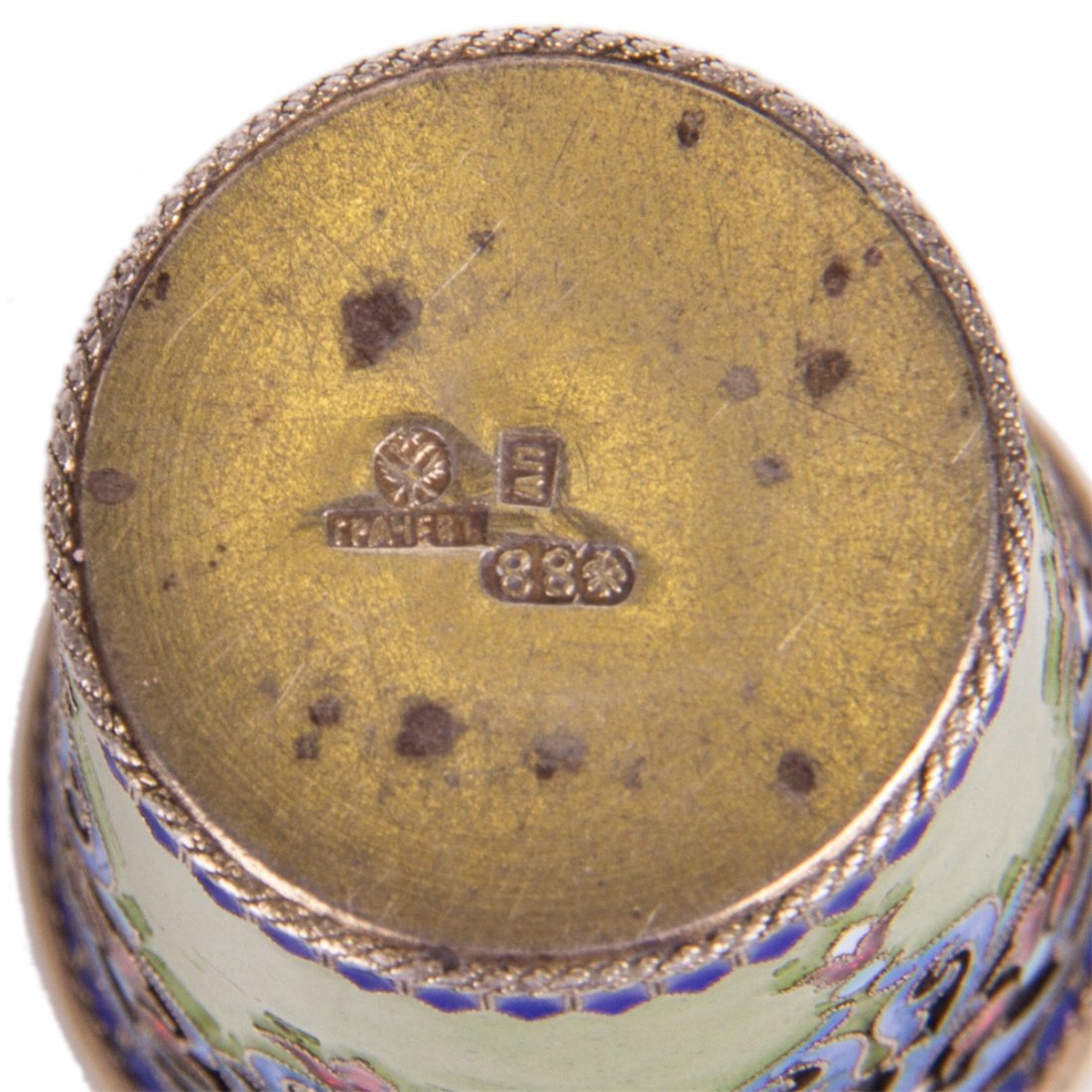 Unusual Russian silver-gilt and guilloche enamel beaker — image 5