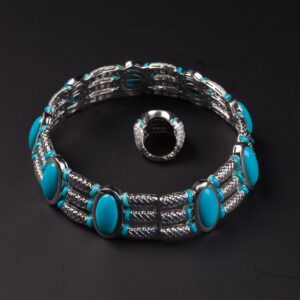 White gold necklace with ring. — image 2