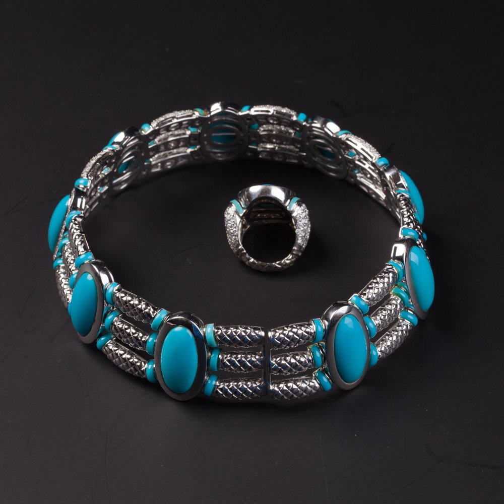 White gold necklace with ring. — image 2