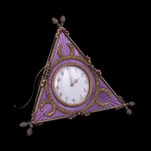 K.Faberge rare silver guilloche enamel desk clock — image 1