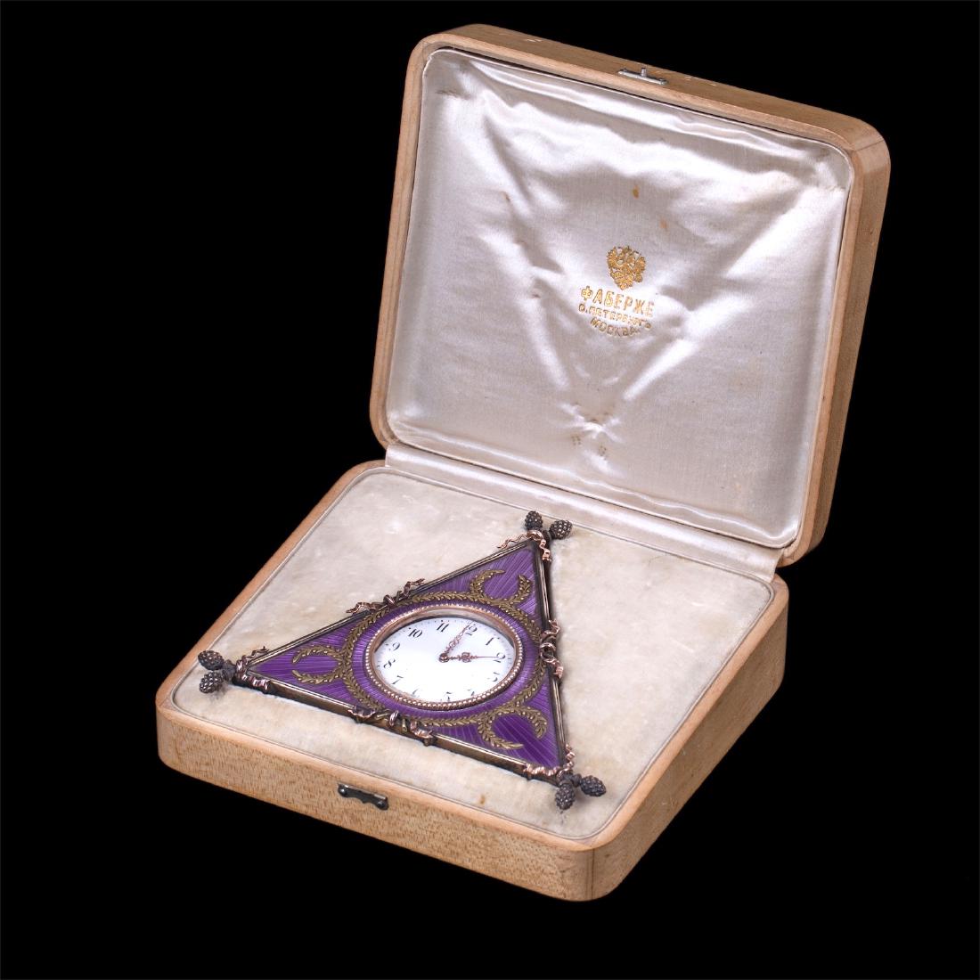 K.Faberge rare silver guilloche enamel desk clock — image 2