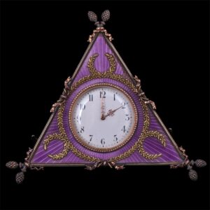 K.Faberge rare silver guilloche enamel desk clock — image 3