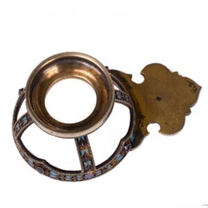Rare Russian gem-set silver and cloisonne enamel kovsh — image 5
