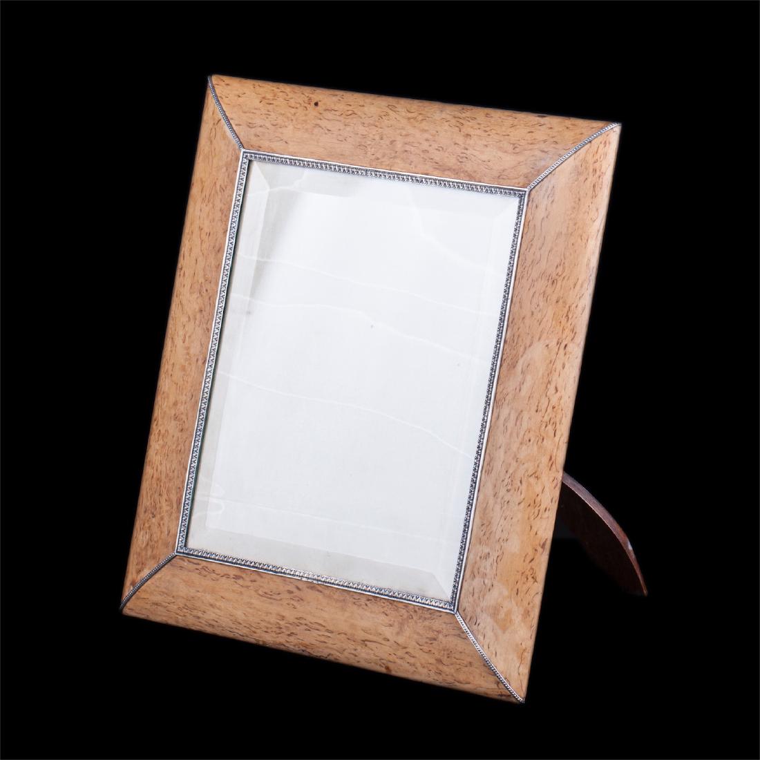 Grand Faberge silver and wood photo frame — image 1