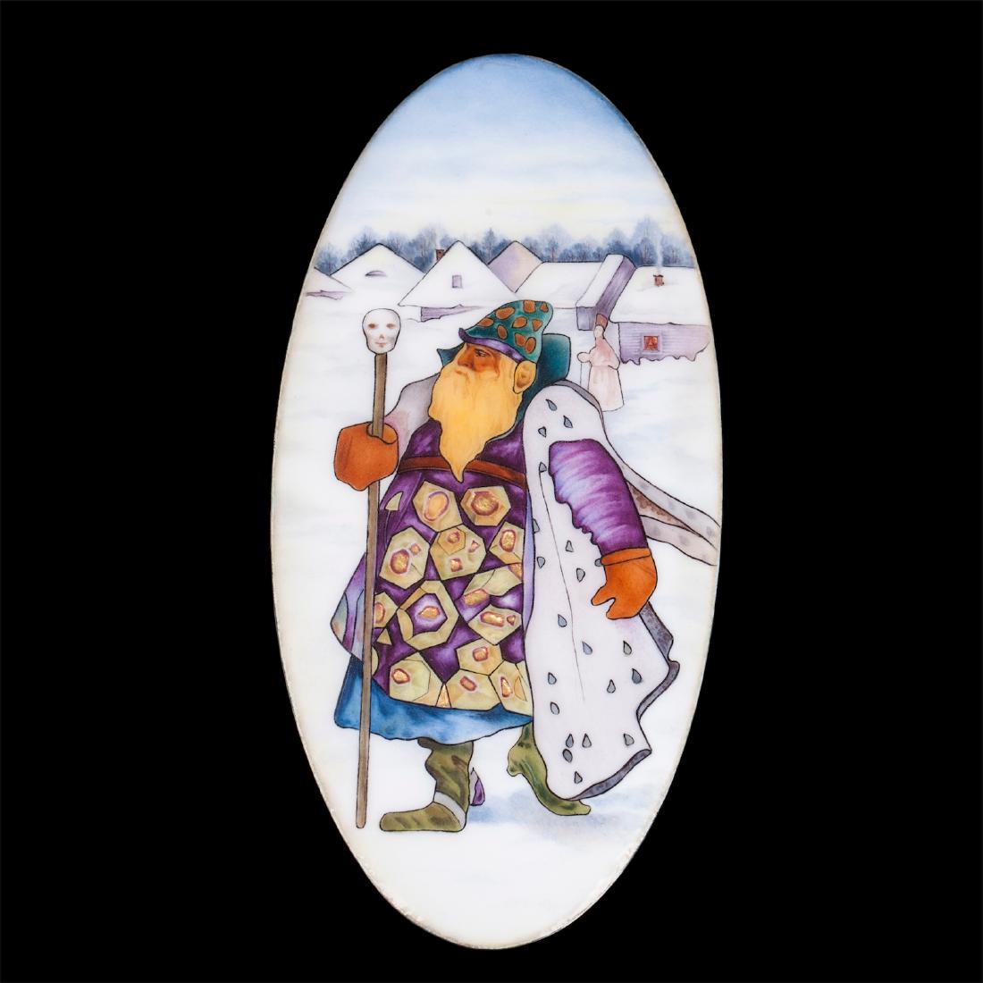 Russian enamel silver plaque. Stroganov School — image 2