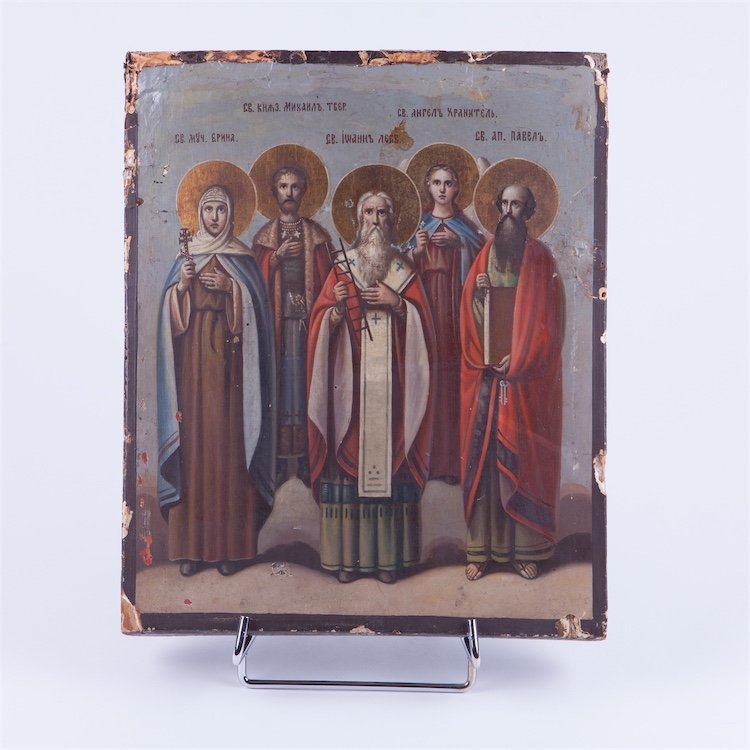 Russian silver icon selected Saints.18 century. — image 2