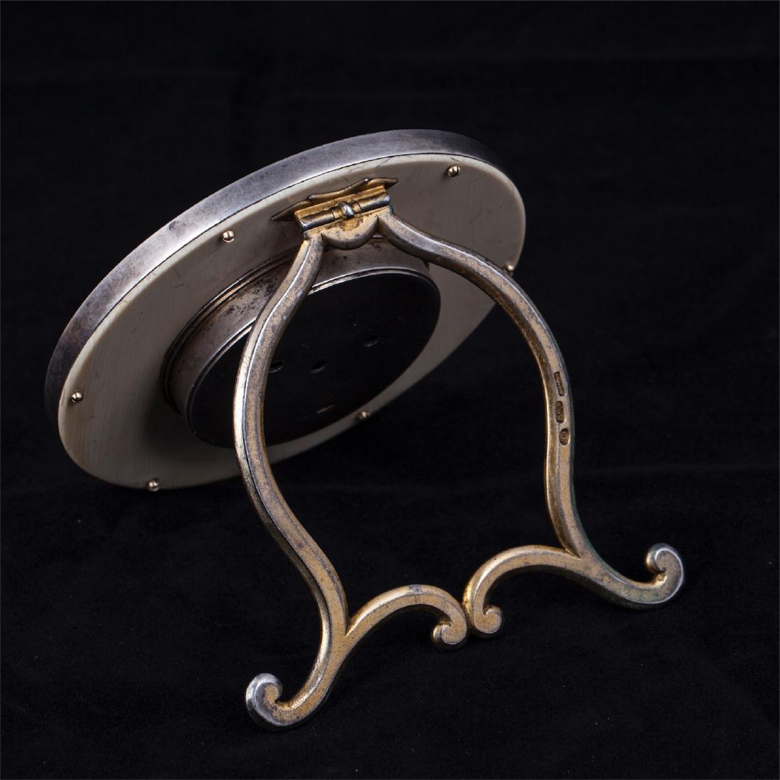K. Faberge silver and guilloche enamel desk clock — image 3