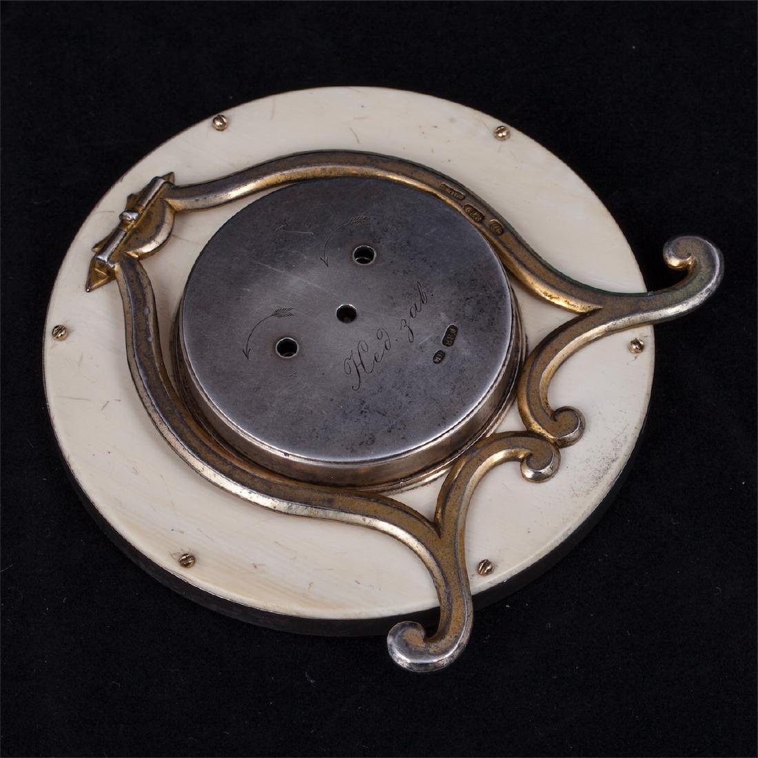 K. Faberge silver and guilloche enamel desk clock — image 4