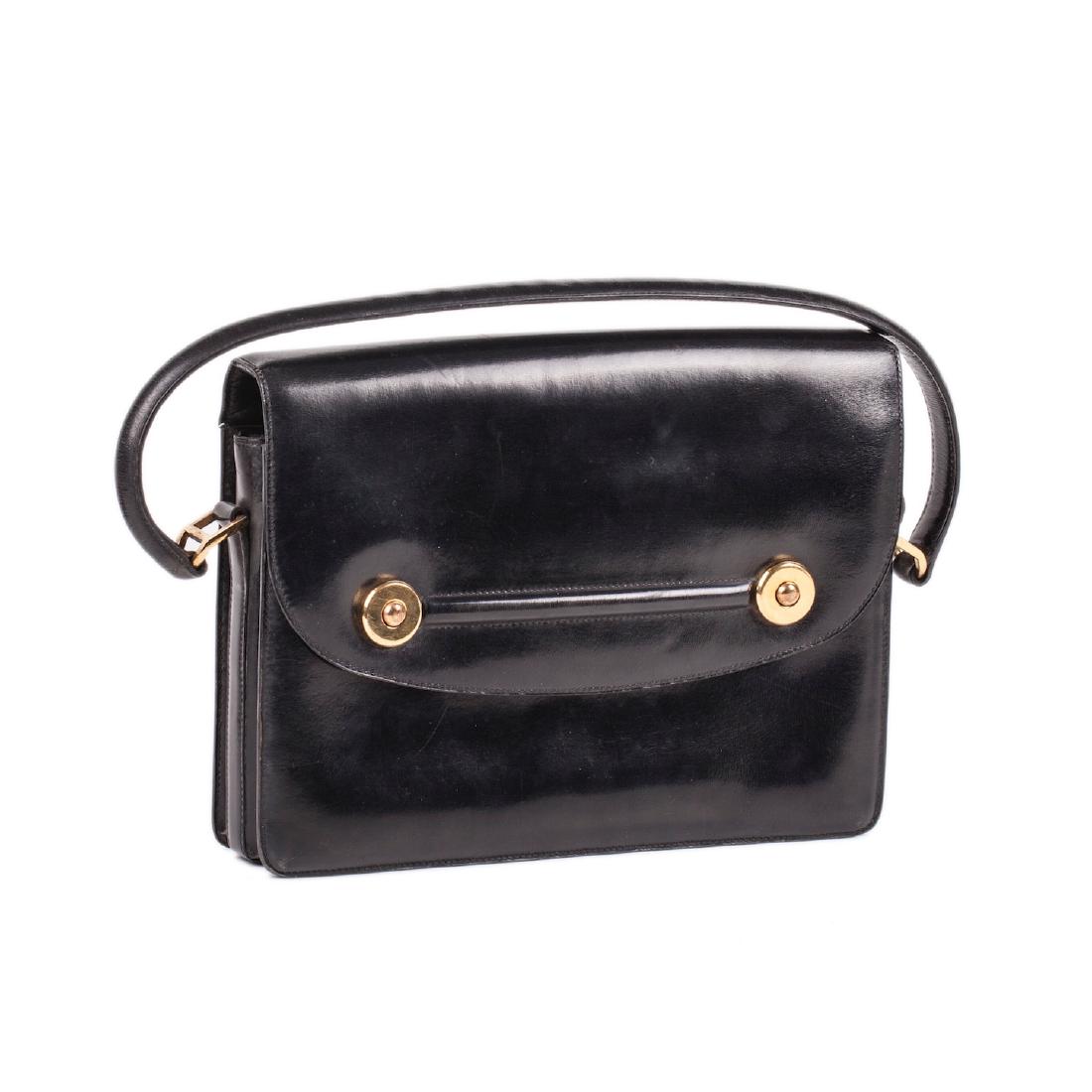 Rare Hermes bag in navy box calf leather from 1958-1960 — image 1