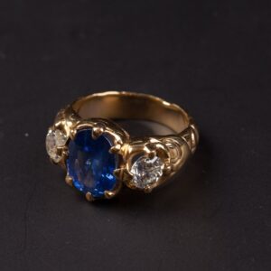 Russian imperial ring with diamonds and sapphire. — image 1