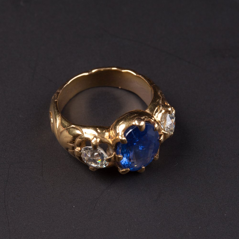 Russian imperial ring with diamonds and sapphire. — image 2