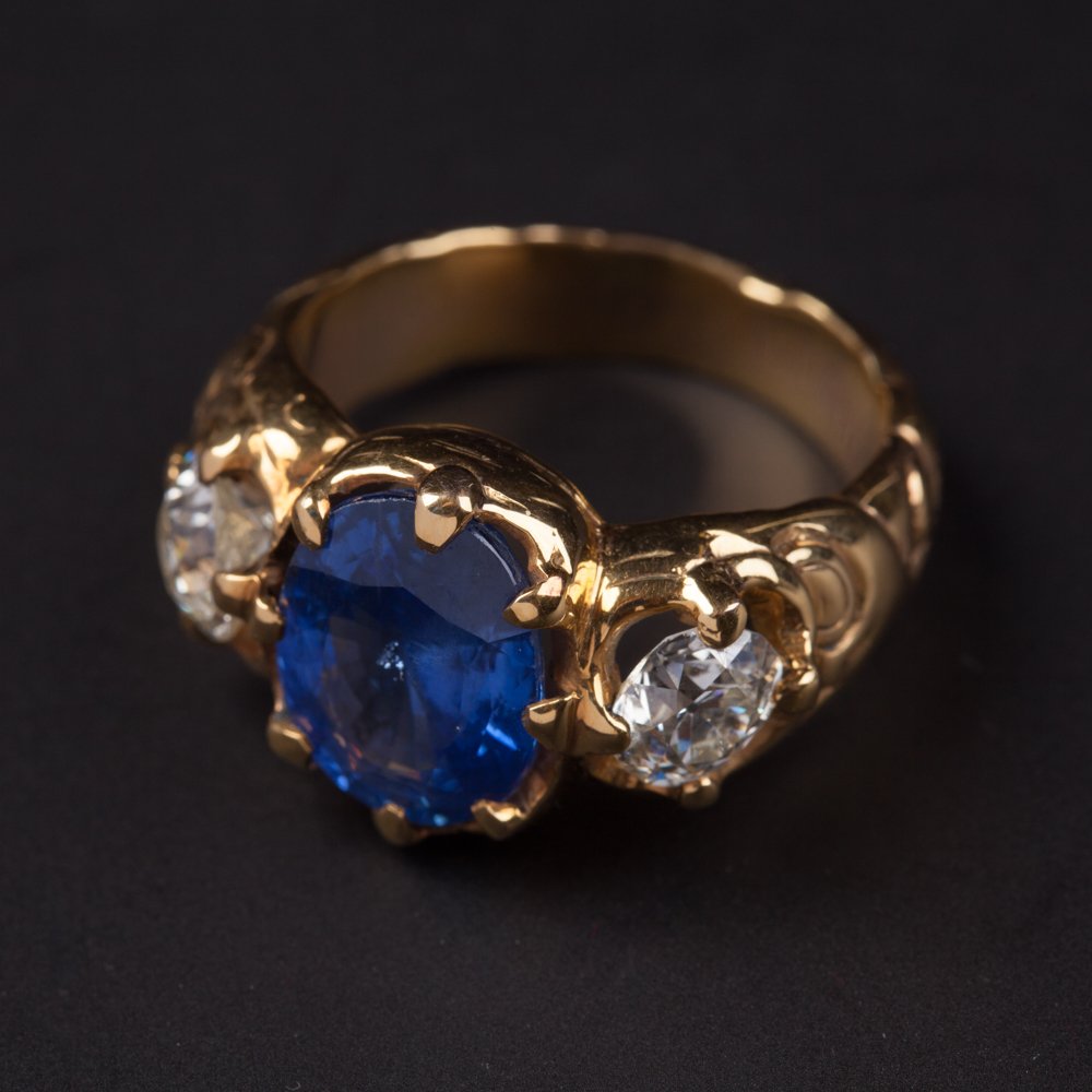 Russian imperial ring with diamonds and sapphire. — image 3