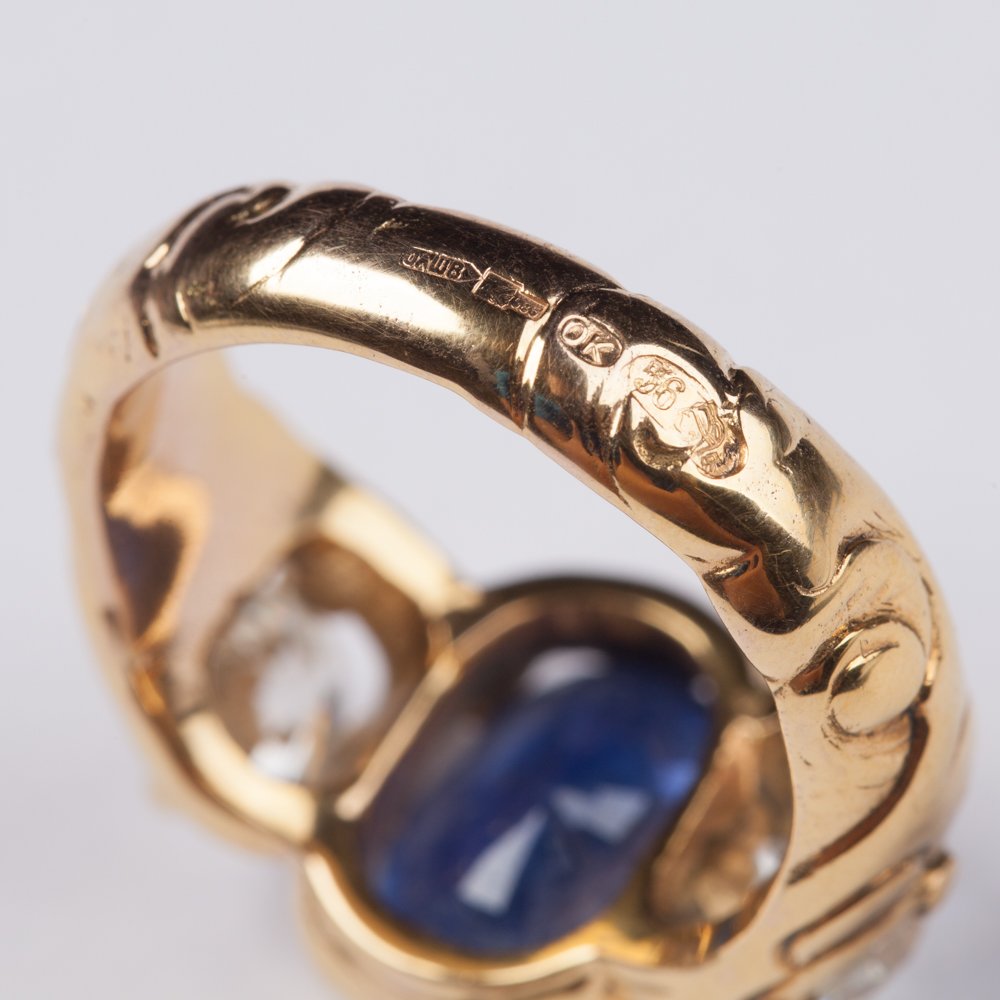 Russian imperial ring with diamonds and sapphire. — image 5