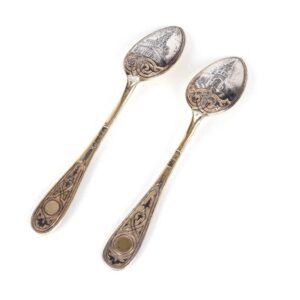 Set of two tea spoons. Workshop of I.P. Khlebnikov — image 1