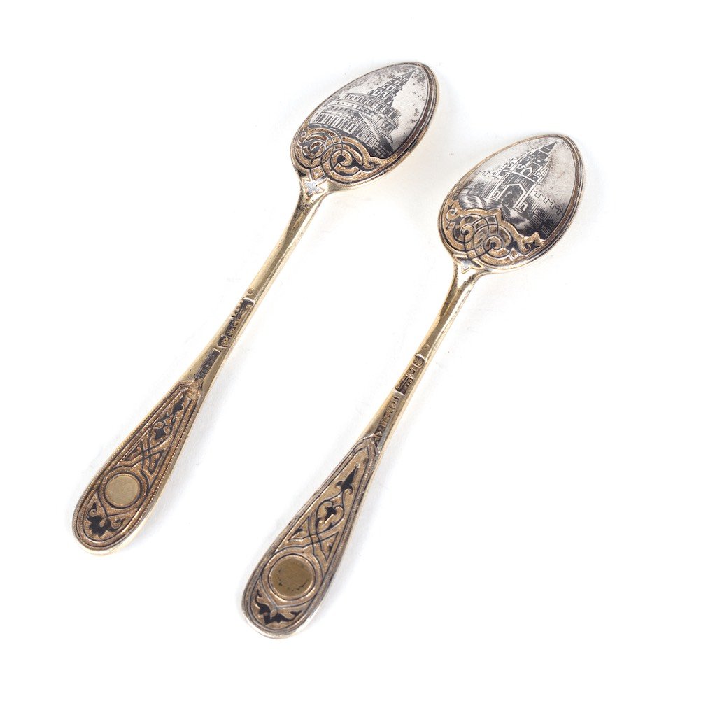 Set of two tea spoons. Workshop of I.P. Khlebnikov — image 1