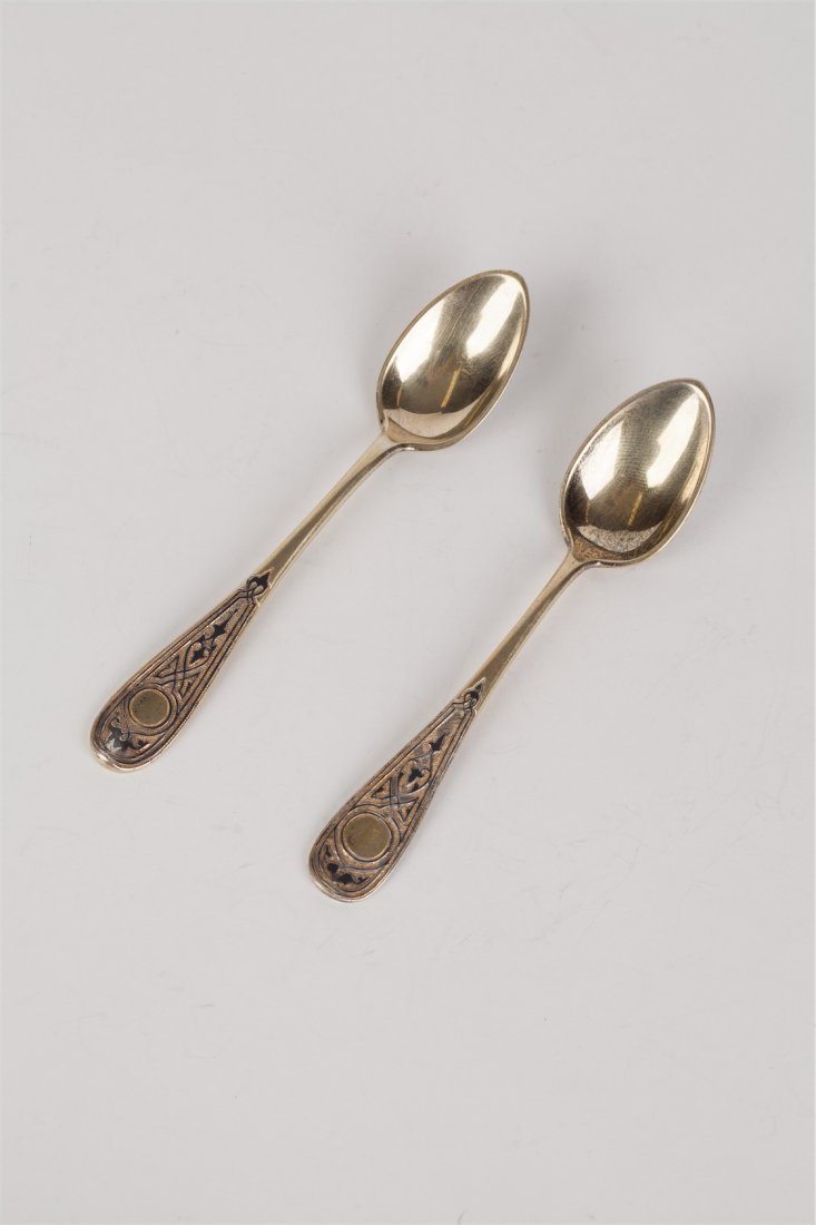 Set of two tea spoons. Workshop of I.P. Khlebnikov — image 2