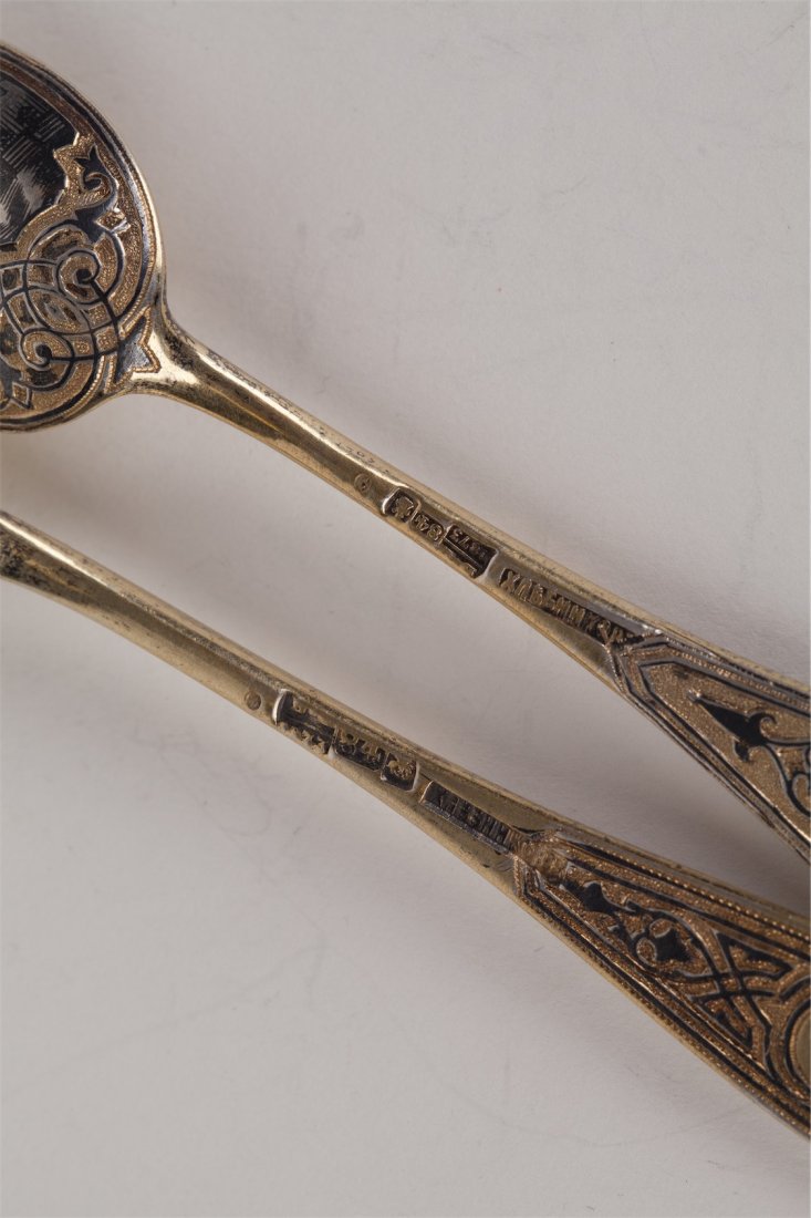 Set of two tea spoons. Workshop of I.P. Khlebnikov — image 3