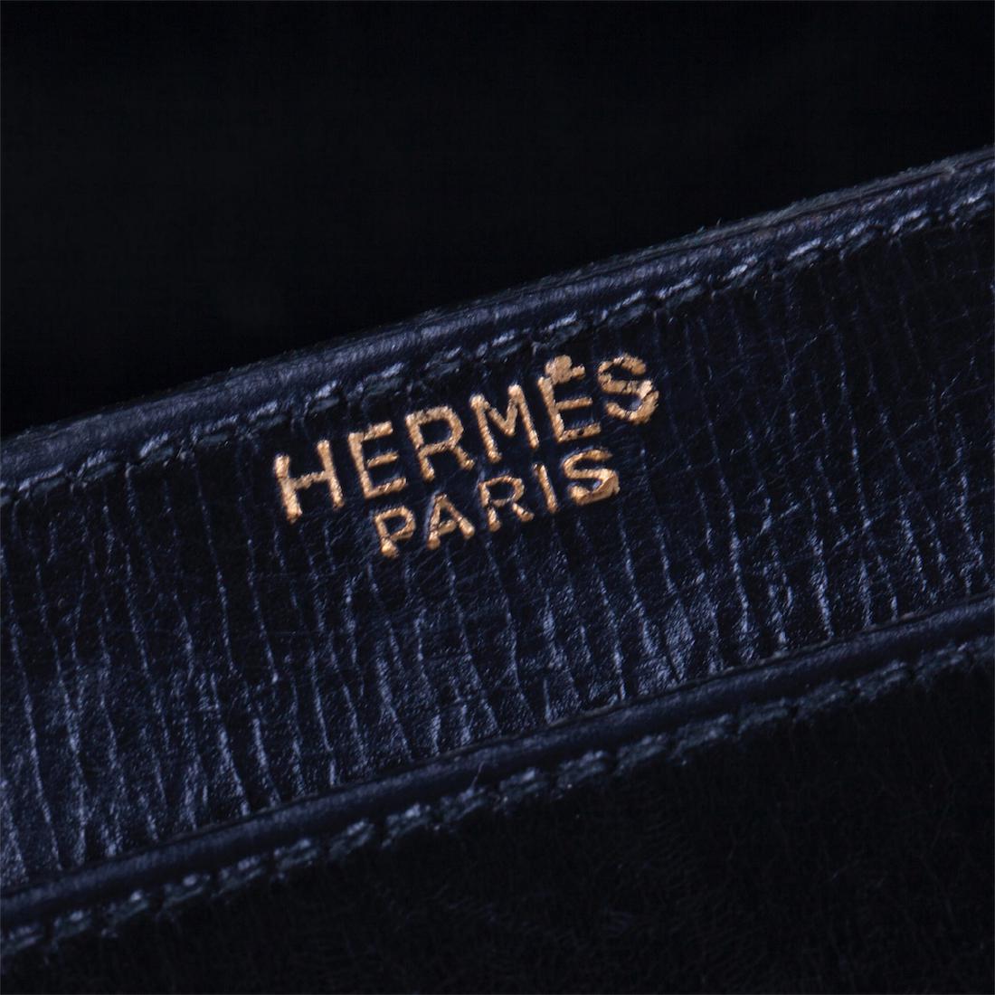 Rare "Boutonniére" Hermes bag in black box calf leather — image 3