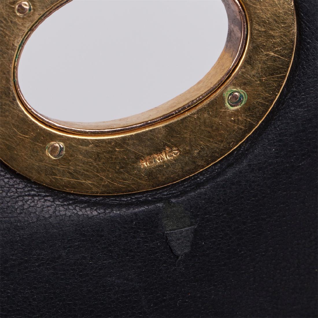 Rare "Boutonniére" Hermes bag in black box calf leather — image 4
