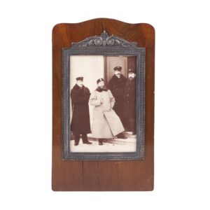 Russian Faberge wood and silver photo frame — image 1