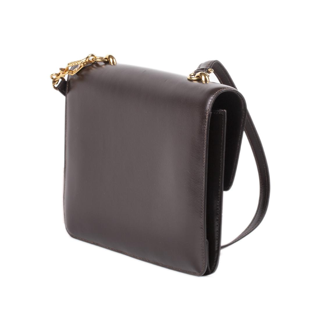 Rare Hermes "Sandrine" bag in box calf dark brown — image 2
