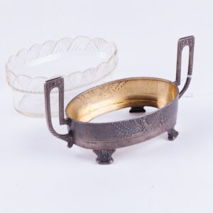 Russian art nouveau silver candy bowl with crystal. — image 3