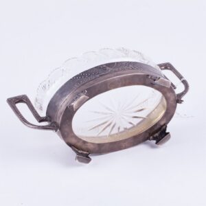 Russian art nouveau silver candy bowl with crystal. — image 4