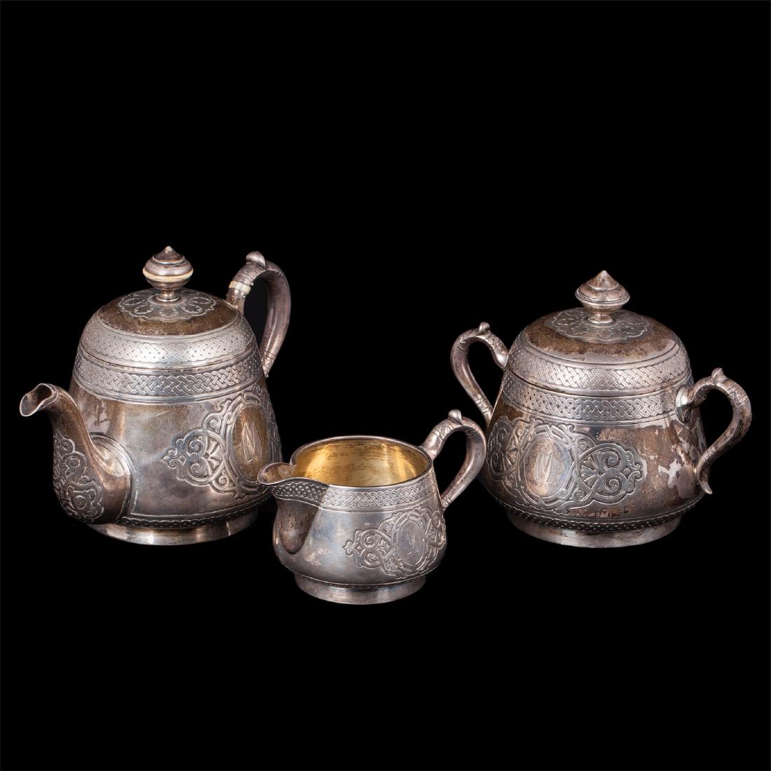 Russian parcel-gilt silver tea service — image 1