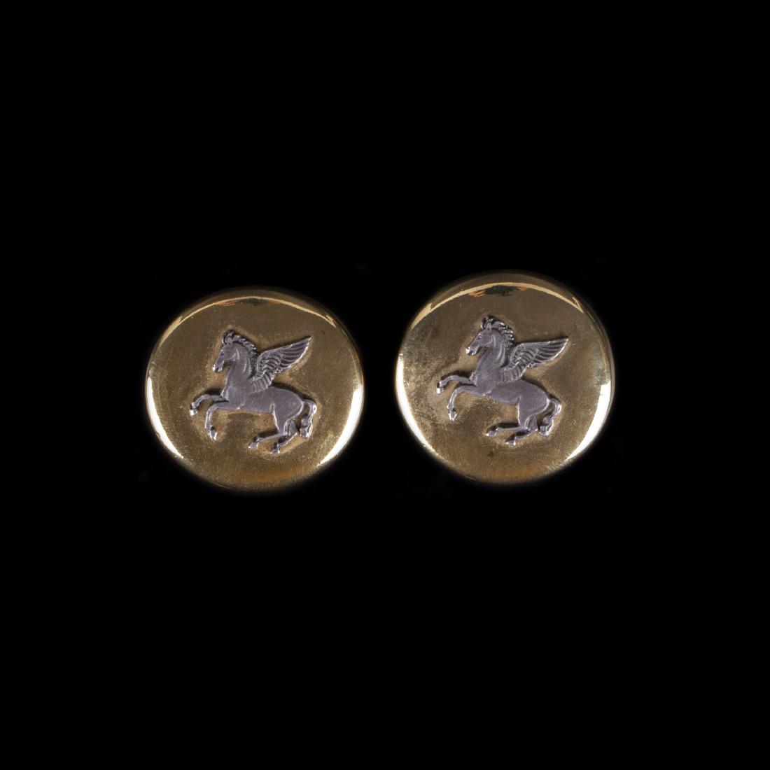 Hermes pegasus clip on earrings. Gold plated palladium — image 1