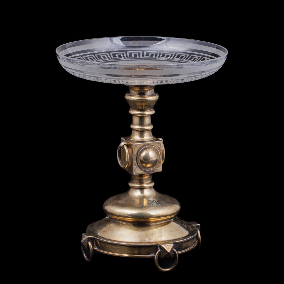 Russian Neoclassical silver-gilt and glass vase — image 1