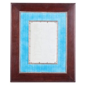 Wooden, silver and guilloche enamel Faberge photo frame — image 2