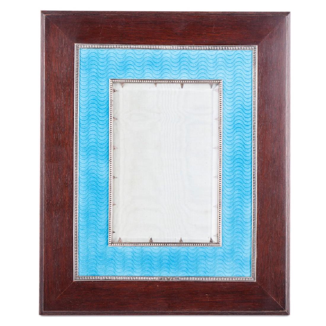 Wooden, silver and guilloche enamel Faberge photo frame — image 2