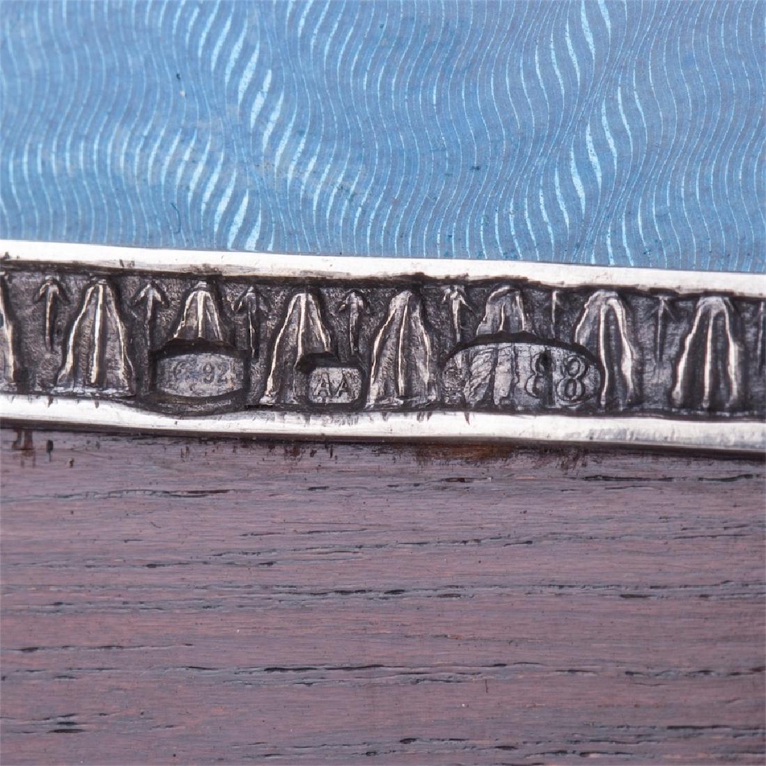 Wooden, silver and guilloche enamel Faberge photo frame — image 3