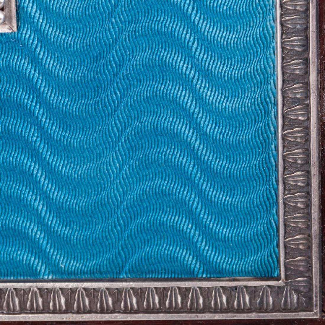 Wooden, silver and guilloche enamel Faberge photo frame — image 4