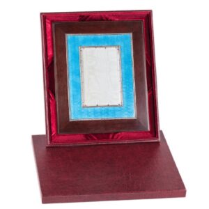 Wooden, silver and guilloche enamel Faberge photo frame — image 6