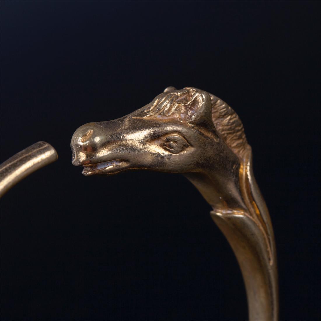 Hermes gold plated bangle bracelet with horse head, — image 2