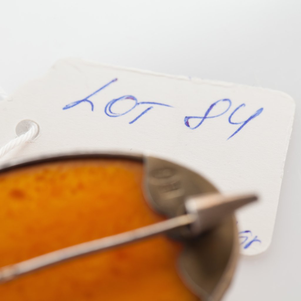 Natural Baltic Amber sterling silver brooch. — image 6